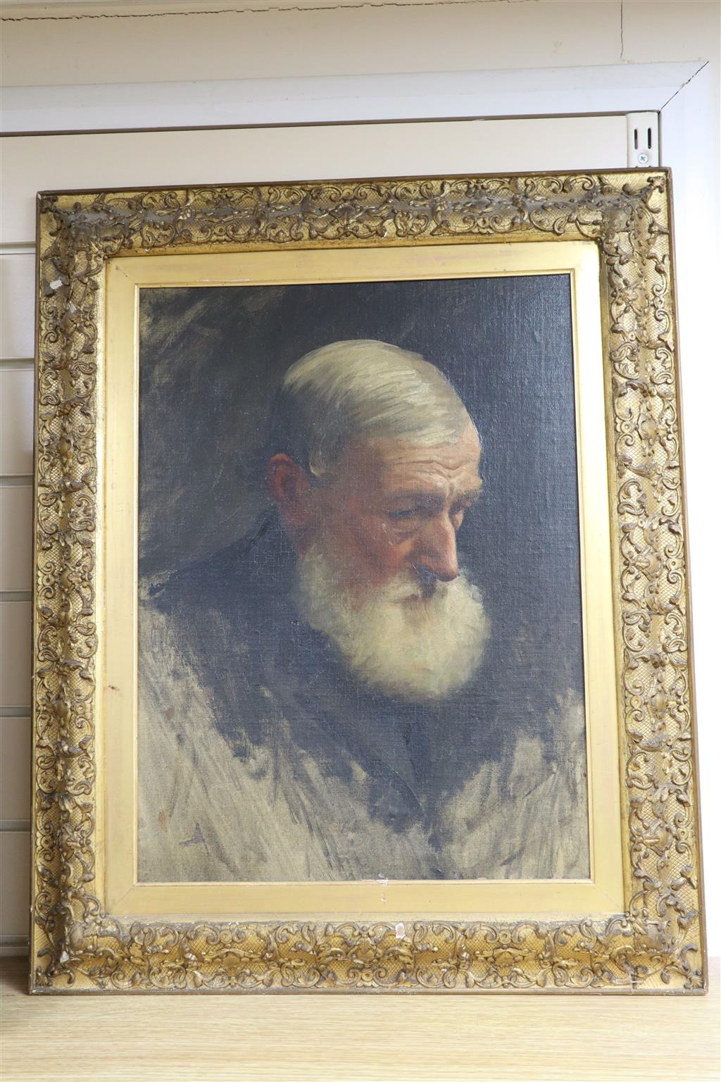 Circle of Sir Hubert von Herkomer, oil on canvas laid on board, Portrait of a bearded man, 48 x 35cm